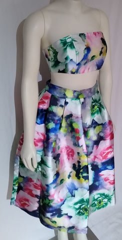 2 pieces floral skirt set